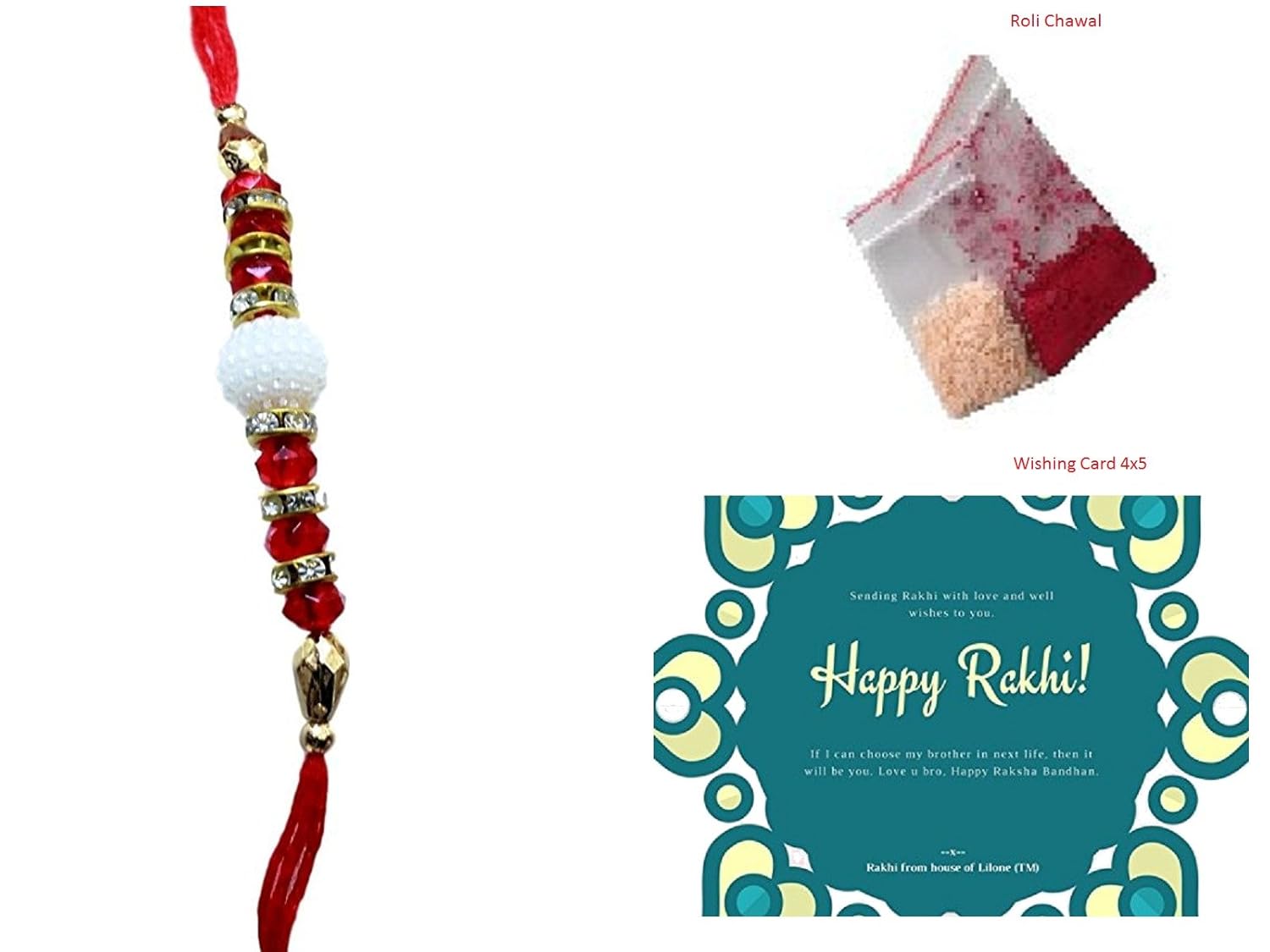 ghasitaram gifts multi-colour rudraksh rakhi for brother(men)