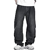 Djeanxa Men's Plus Size Baggy Jeans Elastic Waisted Oversized Barrel Denim Pants Street Loose Denim Sweatpants 2XL-6XL