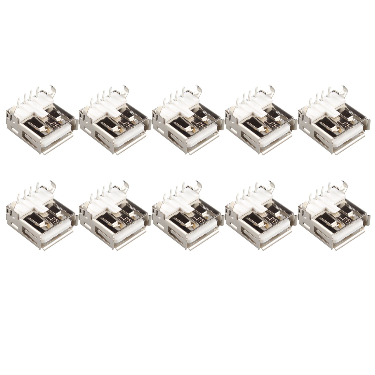 Futheda 10PCS USB Socket Jack Connector Type A Female PCB Mount 4-Pin 90 Degree