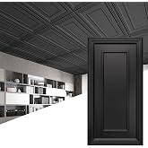 Art3d PVC Ceiling Tiles, 3D Plastic Sheet in Black, 2 x 4 ft, 12-Pack | Lightweight, Waterproof, No Sag and Breakage, Compatible with Grid System, Perfect for Basement, Kitchen