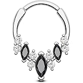 Cocharm Emerald 16G Teardrop Septum Rings Dainty Daith Earrings for Women Sparkly Daith Piercing Jewelry Stainless Steel