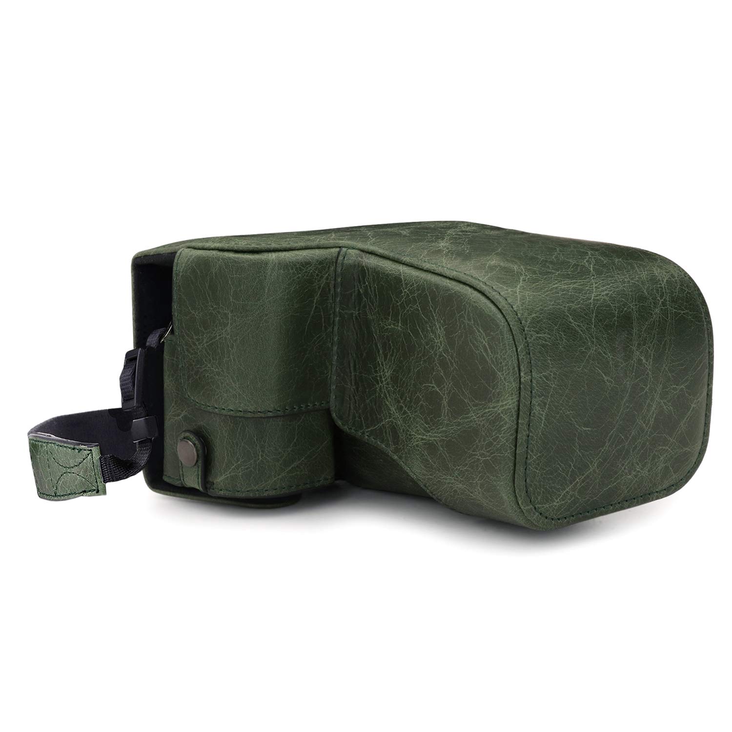 MegaGear MG1658 Ever Ready Genuine Leather Camera Case compatible with Sony Alpha A6100, A6400 (18-135mm) - Green