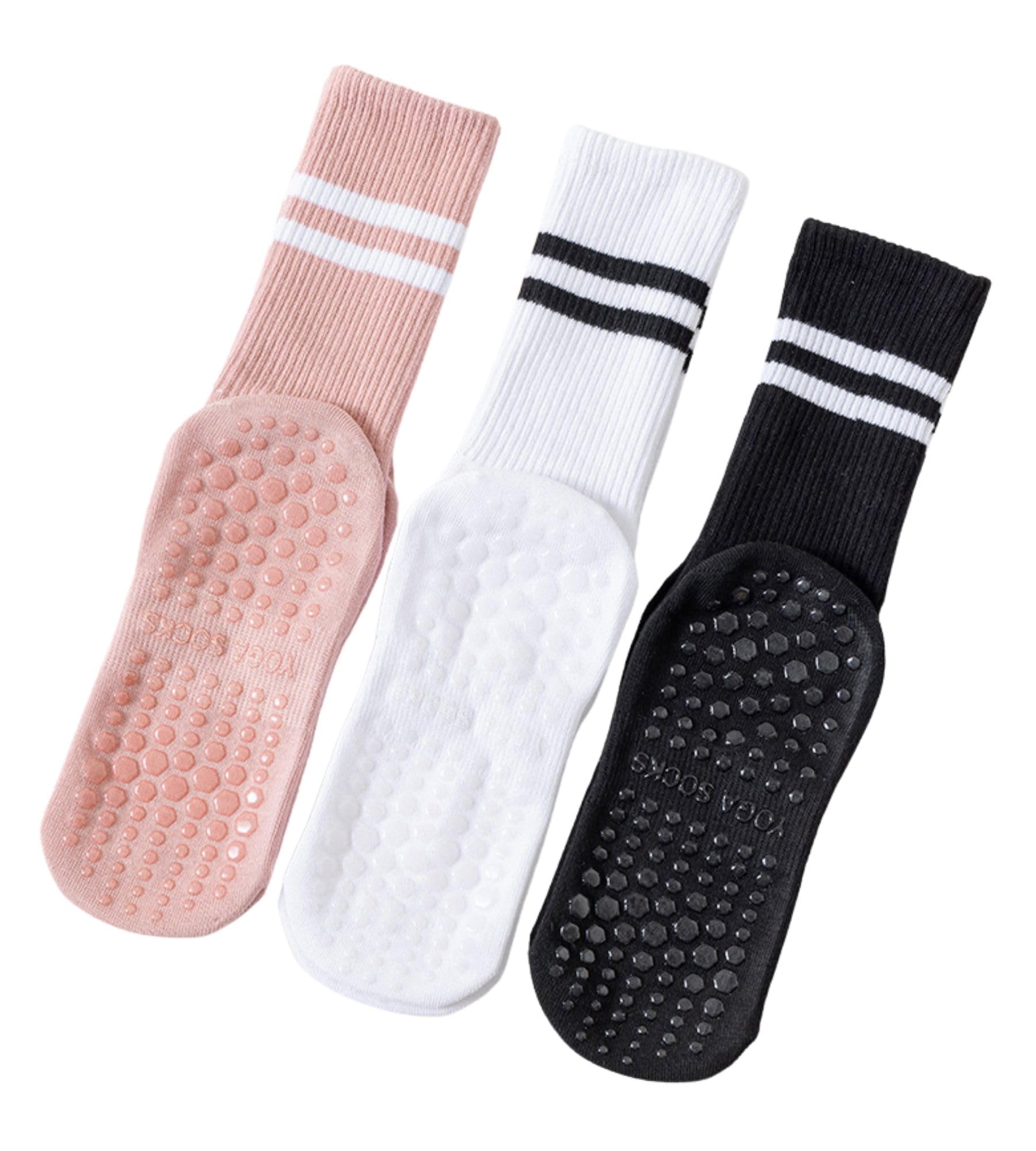 INANIR Pilates Socks With Grips for Women:Cute Non Slip Crew Gripper Yoga Sock-Grippy Sticky for Hospital/Dance Barre/Workout