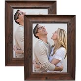 Alkerman 8x10 Picture Frames Rustic Distressed Brown Wood Pattern High Definition Glass for Table Top Display and Wall Mounting Photo Frame，Pack of 2