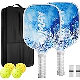 Pickleball Paddles Set of 2, USAPA Approved Fiberglass Surface Pickleball Paddle for Soft Feel & Control, Lightweight Power Rackets Set with 4 Indoor & Outdoor Balls, 2 Overgrips and a Carrying Case