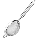 SUNWUKIN 304 Stainless Steel Fine Mesh Strainers for Kitchen, Colander-Skimmer with Handle, Sieve Sifters for Food, Tea, Rice
