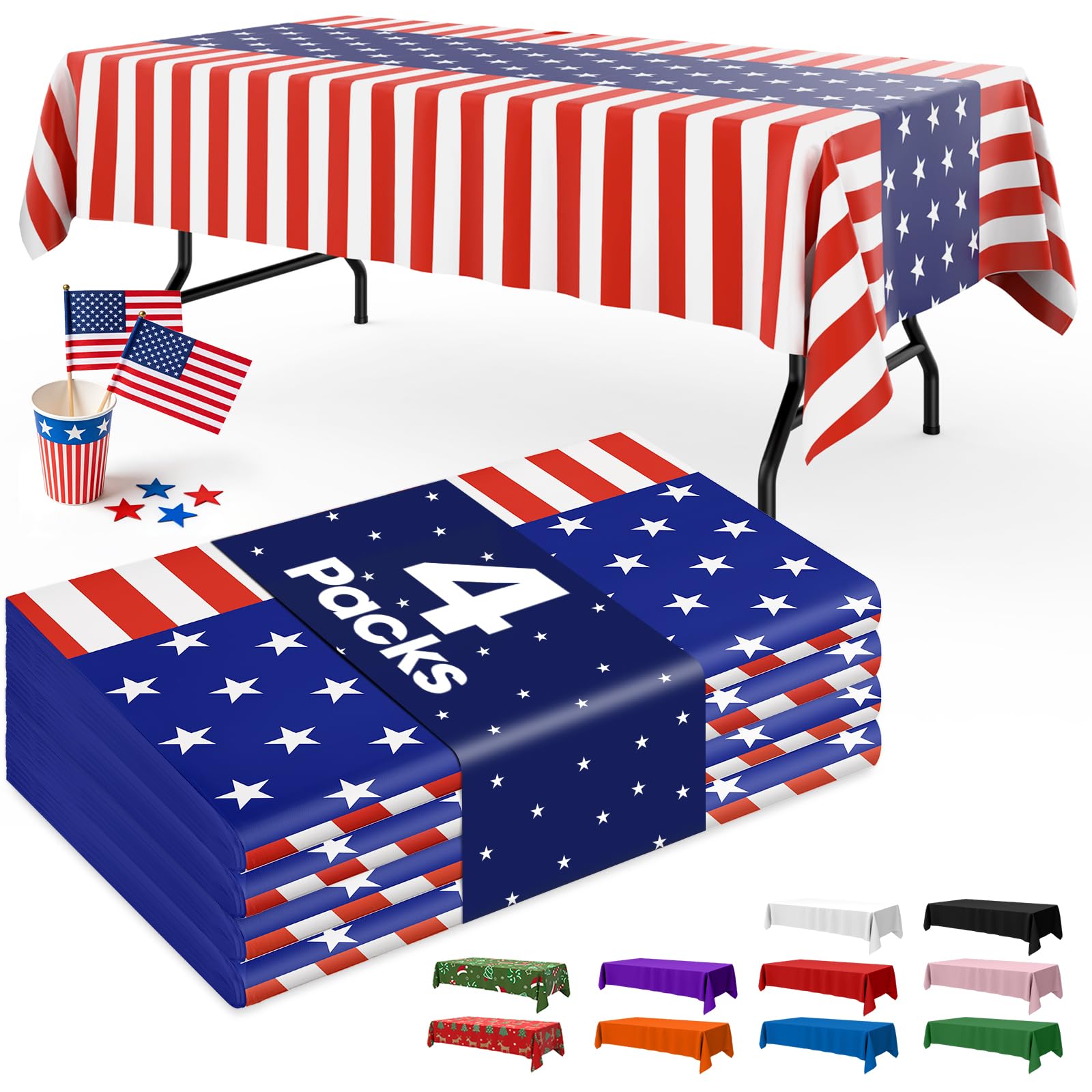 Niuara Graduation Blue Plastic Table Cloth - 4 Pack 54" × 108" Rectangle Disposable Tablecloths for 6FT Tables, Table Cover for Party, Holiday & Gathering Use
