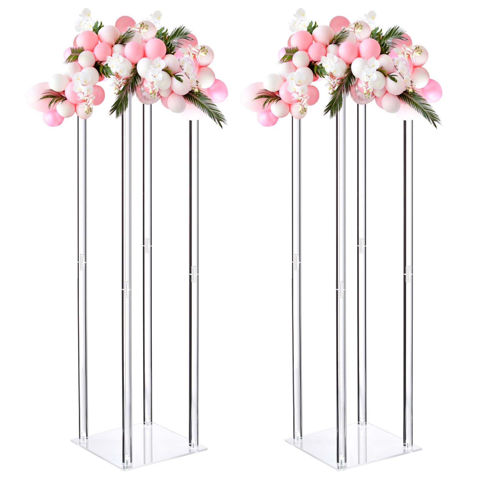 Photo 1 of MECCANIXITY Wedding Flower Stand Vase Column, Acrylic Stand 31.5 Inch Tall Rack for Wedding Party Dinner Centerpiece Decorations, Pack of 2