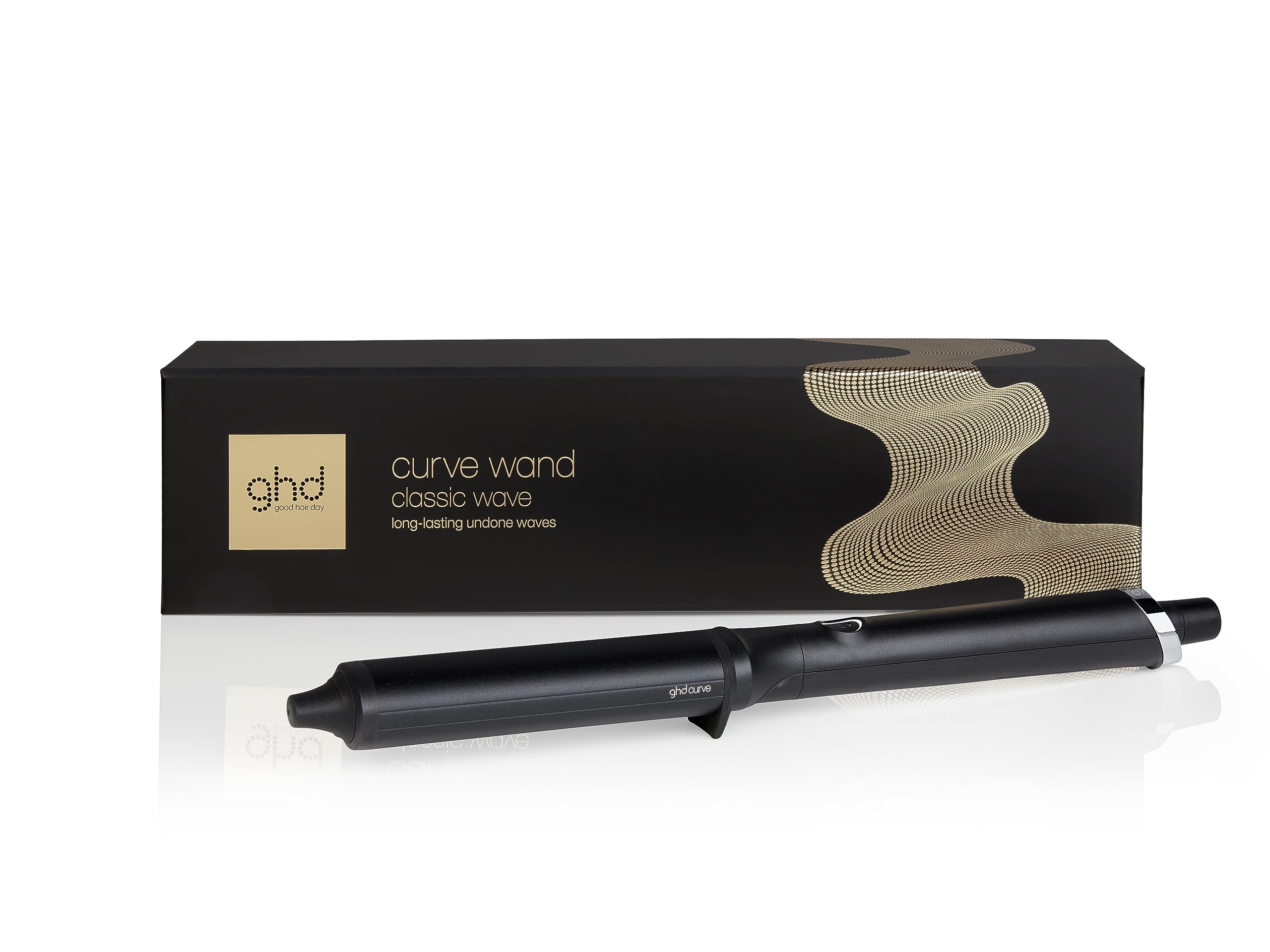 ghd Curve® Classic Wave Wand, 38mm - 26mm Oval Shaped Barrel, for Long-lasting Undone Texture or Glamourous Hollywood Waves, Optimum Styling Temp 185ºC, Protective Cool Tip, Auto Sleep Mode Black