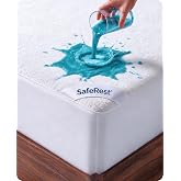 SafeRest Waterproof Twin Size Mattress Protector | Fitted with Stretchable Pockets, Machine Washable, Cotton Blend Mattress Cover for Bed