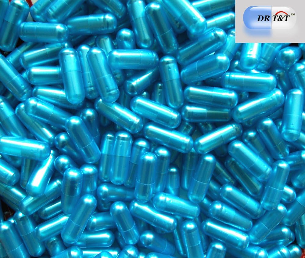 DR T&T 100 Empty Gelatine gelatin Capsules, capsule pearl blue size000