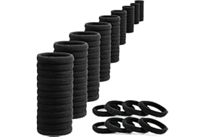 Antye Hair Tie, 105P, Black Onyx - Soft Cotton, Seamless Hair Elastic, Ponytail Holder for Thick or Thin Hair, No Snag, Dent or Breakage, Baseball & Tennis Suitable, All Age Friendly