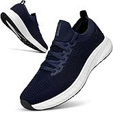 Puweco Mens Slip on Lightweight Walking Shoes Non Slip Breathable Running Shoes Comfort Tennis Workout Gym Sneakers with Shoelace