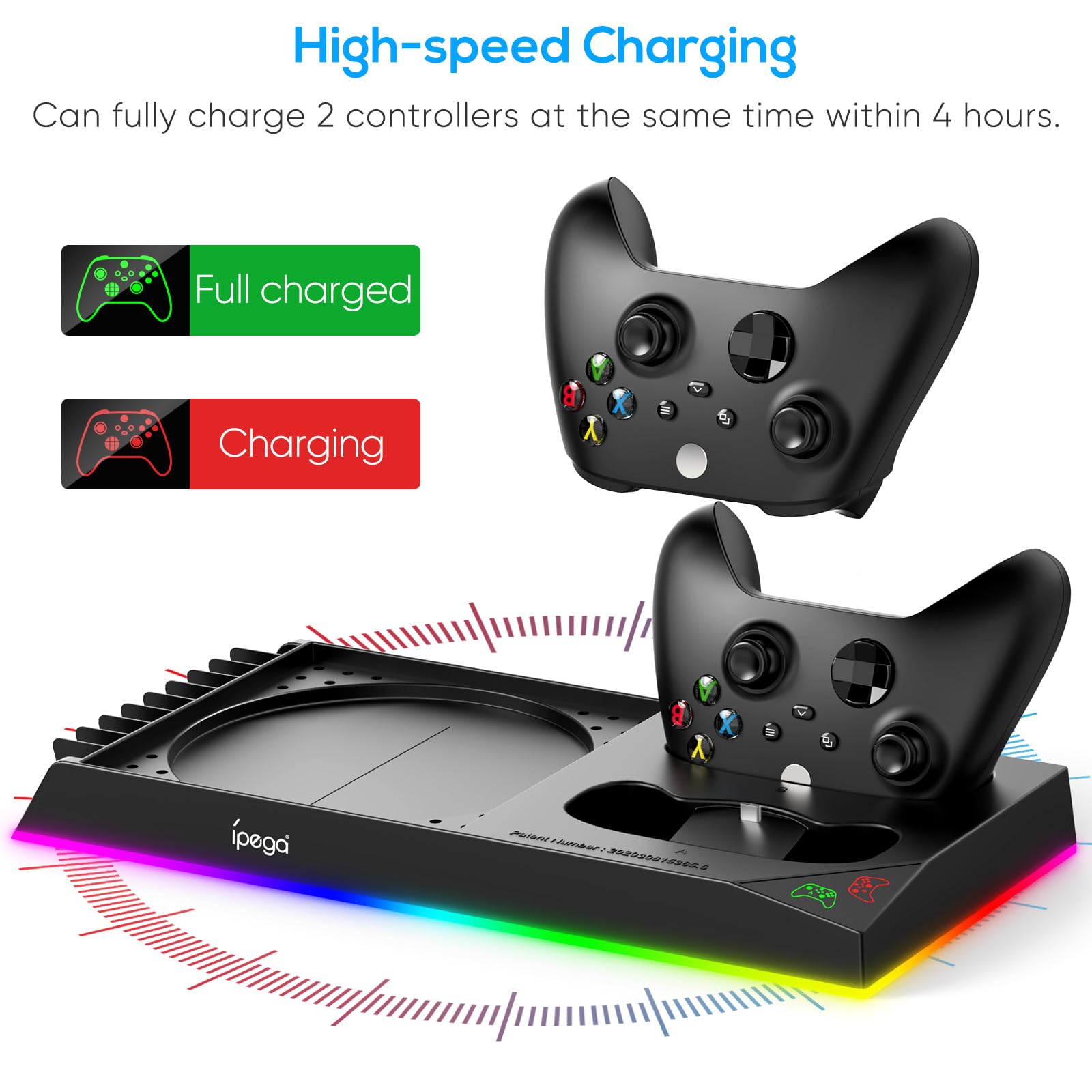 Vertical Stand for Xbox Series X with Cooling Fan& RGB LED Lights and Dust Filter for Xbox Series X