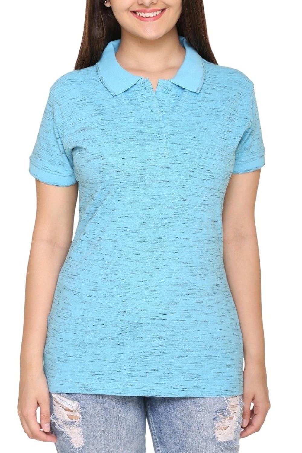 colors & blends - women's cotton-lycra - slub polo t-shirt