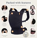 Beco Toddler Carrier 100% Cotton Extra Wide Seat Front-Carry Backpack Grey view 9