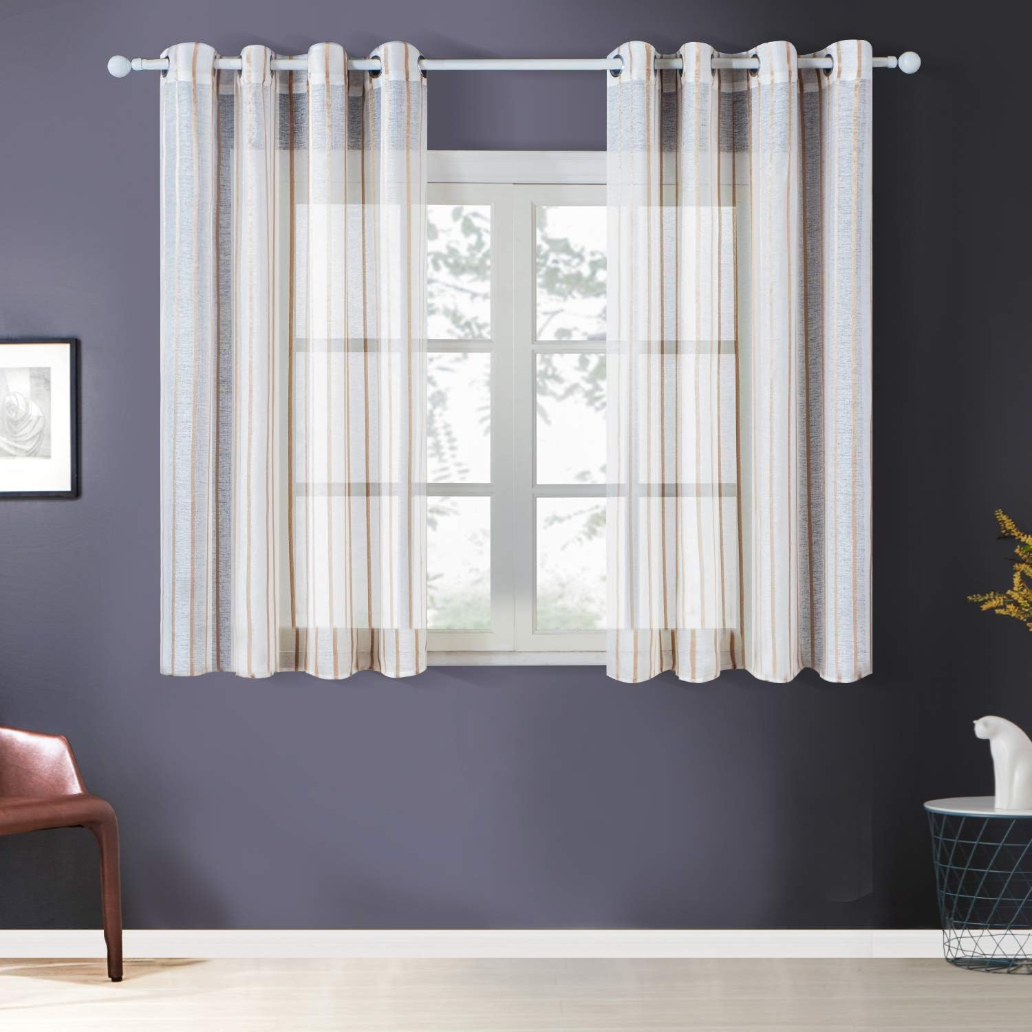 Amazon.de: Topfinel Voile Vorhänge mit Ösen Kurze Gardinen mit Schmalen