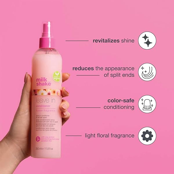 MILK_SHAKE LEAVE-IN CONDITIONER DETANGLER SPRAY FOR NATURAL HAIR – LEAVE IN CONDITIONER FOR CURLY HAIR OR STRAIGHT HAIR – PROTECTS AND HYDRATES COLOR TREATED AND DRY HAIR – FLOWER FRAGRANCE 11.8 FL OZ