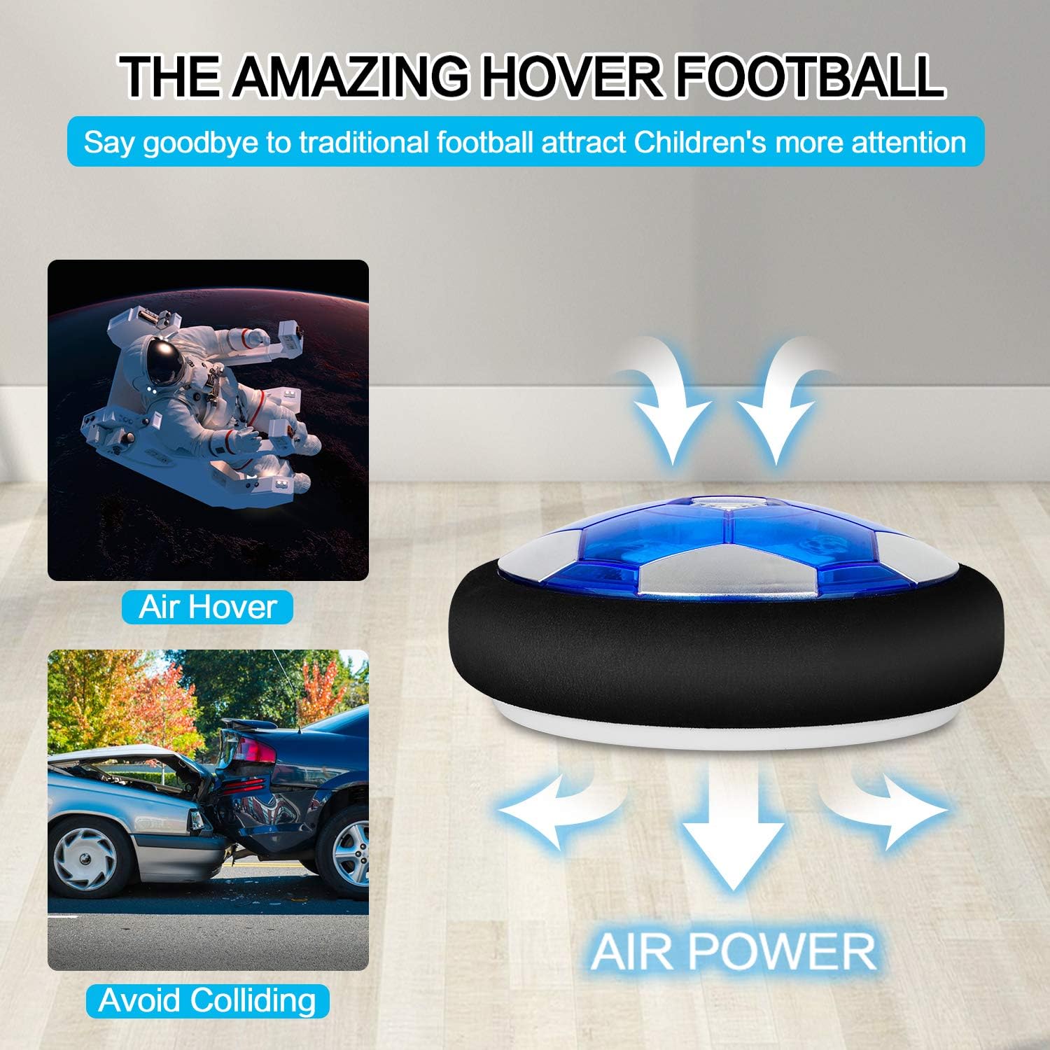 Kids Toys Hover Soccer Ball Set with 2 Goals, Air Soccer with LED Light, USB Rechargeable Floating Soccer Ball with Foam Bumper for Indoor Outdoor Sports Ball Game, Football Toy for Boy Girl Best Gift: Sports & Outdoors