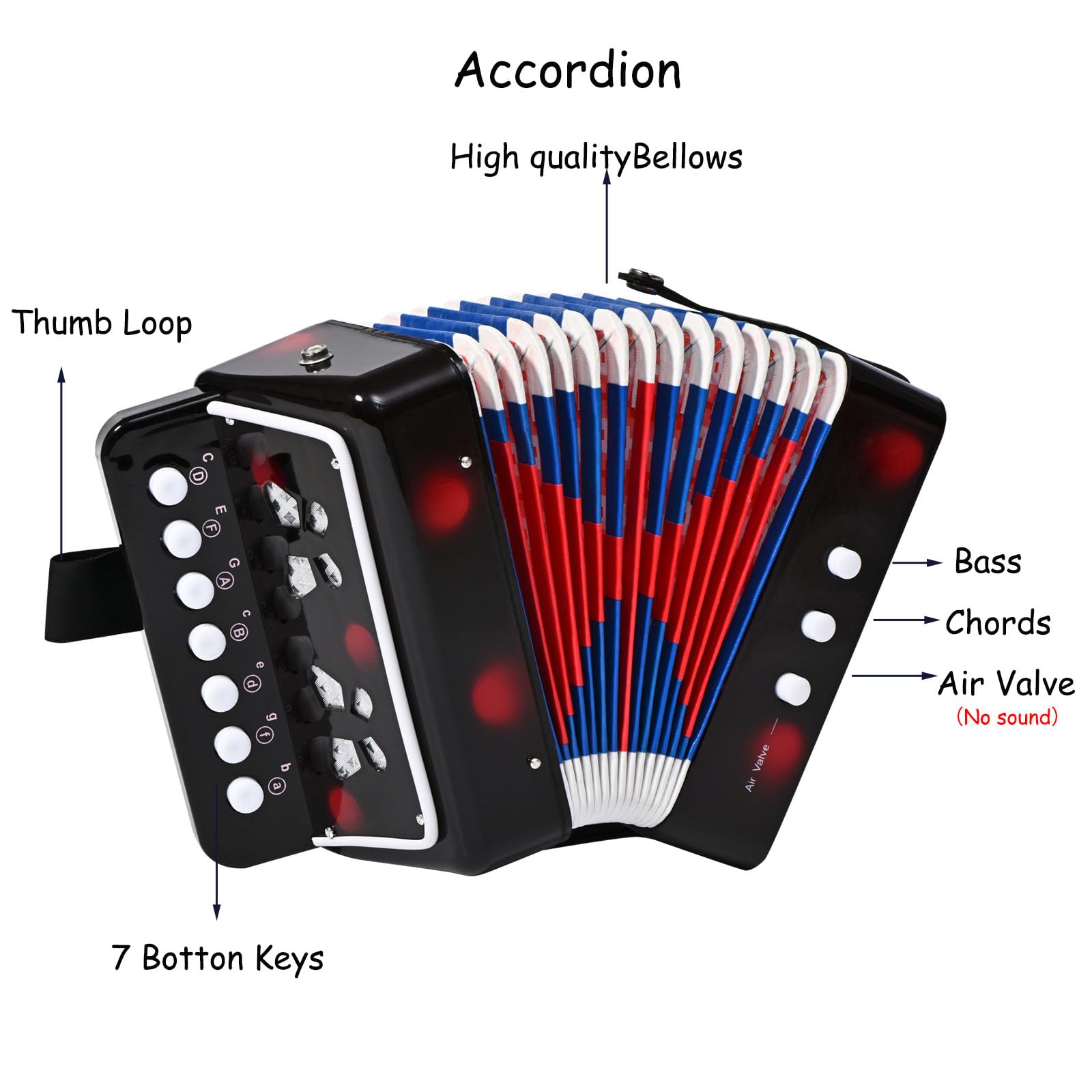 Ziehamonikar accordeon kinderaccordeon, 10 knoppen, accordeonknoop met