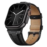 Suitisbest Leather Bands Compatible for Apple Watch Ultra Band 49mm 46mm 45mm 44mm 42mm, Genuine Leather Replacement Strap for iWatch Series 11 10 9 8 7 6 5 4 3 2 1, SE 3 2 1, Ultra 3 2 1