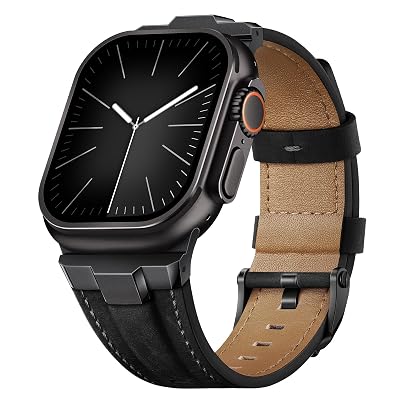 Suitisbest Leather Bands Compatible for Apple Watch Ultra Band 49mm 46mm 45mm 44mm 42mm, Genuine Leather Replacement Strap for iWatch Series 11 10 9 8 7 6 5 4 3 2 1, SE 3 2 1, Ultra 3 2 1