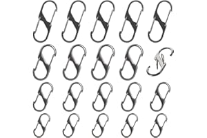 FENGWANGLI Zipper Clips Anti Theft, 20 Pcs Zipper Pull Locks for Backpacks, Dual Spring S Carabiner Zipper Clip Theft Deterrent for Luggage Suitcase Camping(Gun Black)