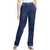 Woman Within Plus Size 7-Day Straight-Leg Elastic-Waist Denim Jean (Petite & Tall Available)