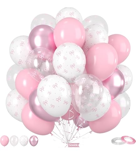 Pink Birthday Balloons, Bow Balloons Pink 10 Balloon Number 40 Inch, 10th Birthday Decorations For Girl, Number 10 Balloon For 10th Anniversary Decorations