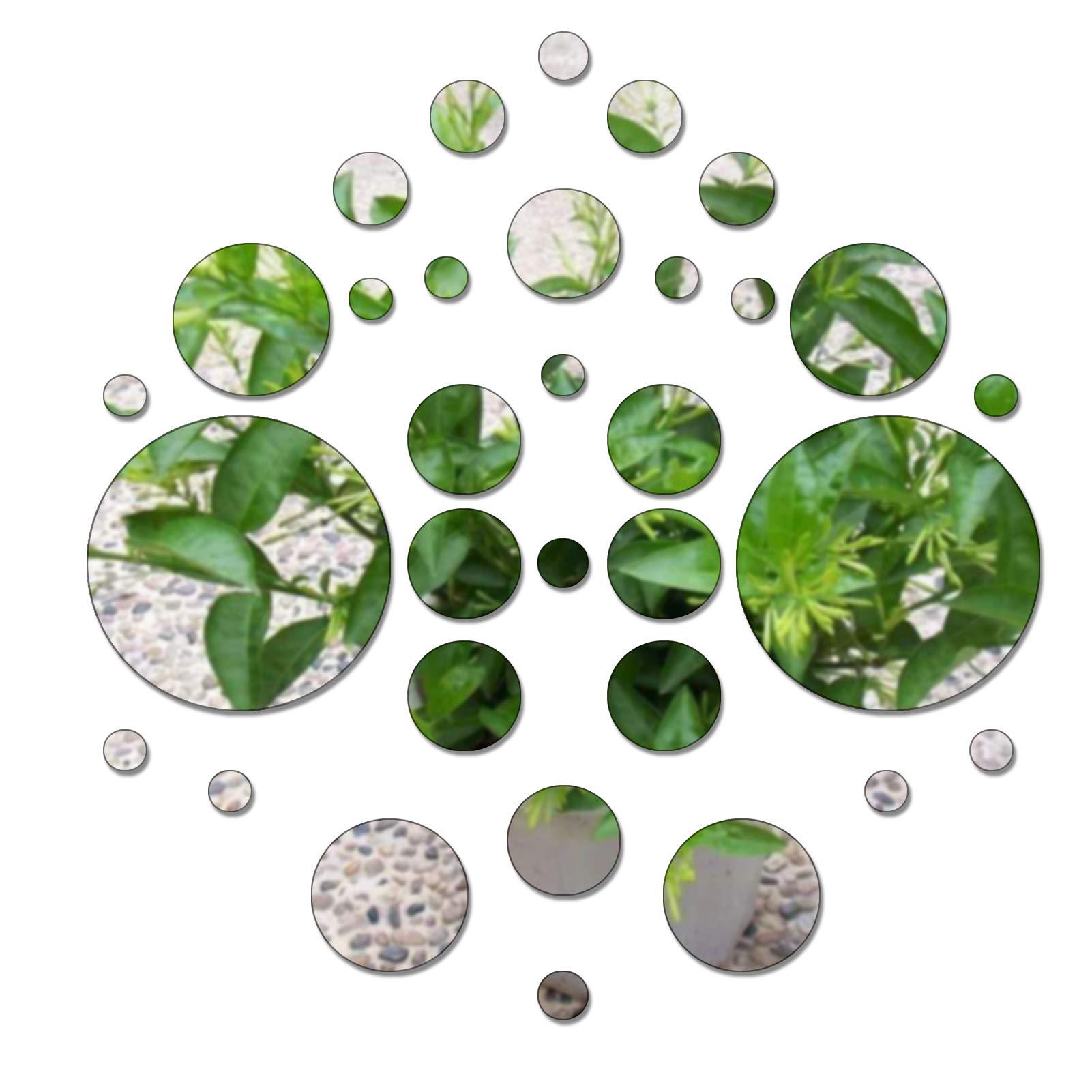 CREATCABIN 32 Pieces Round Acrylic Mirror Wall Stickers Circle Mirrors Wall Decals Self Adhesive Circle For Home Living Room Bedroom Decoration, Silver