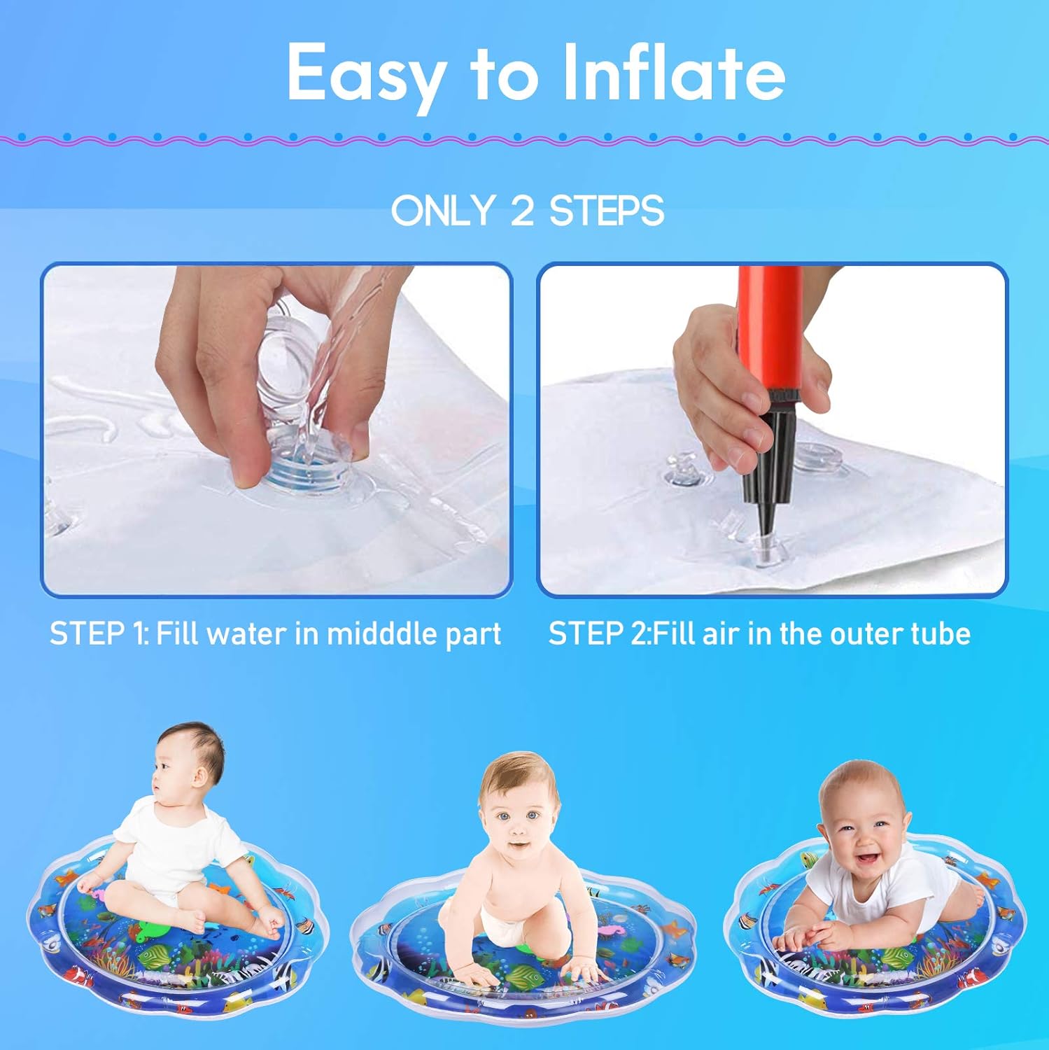 Guiseapue Tapis De Jeu Gonfle Tapis A Eau Bebe Coussin Gonflable De Rempli Deau Amusement Dactivite Denfant Aider Developper Les Competences Cognitives Tapis Deau Gonflable Pour Bebe Bebe Et Puericulture Eveil Et
