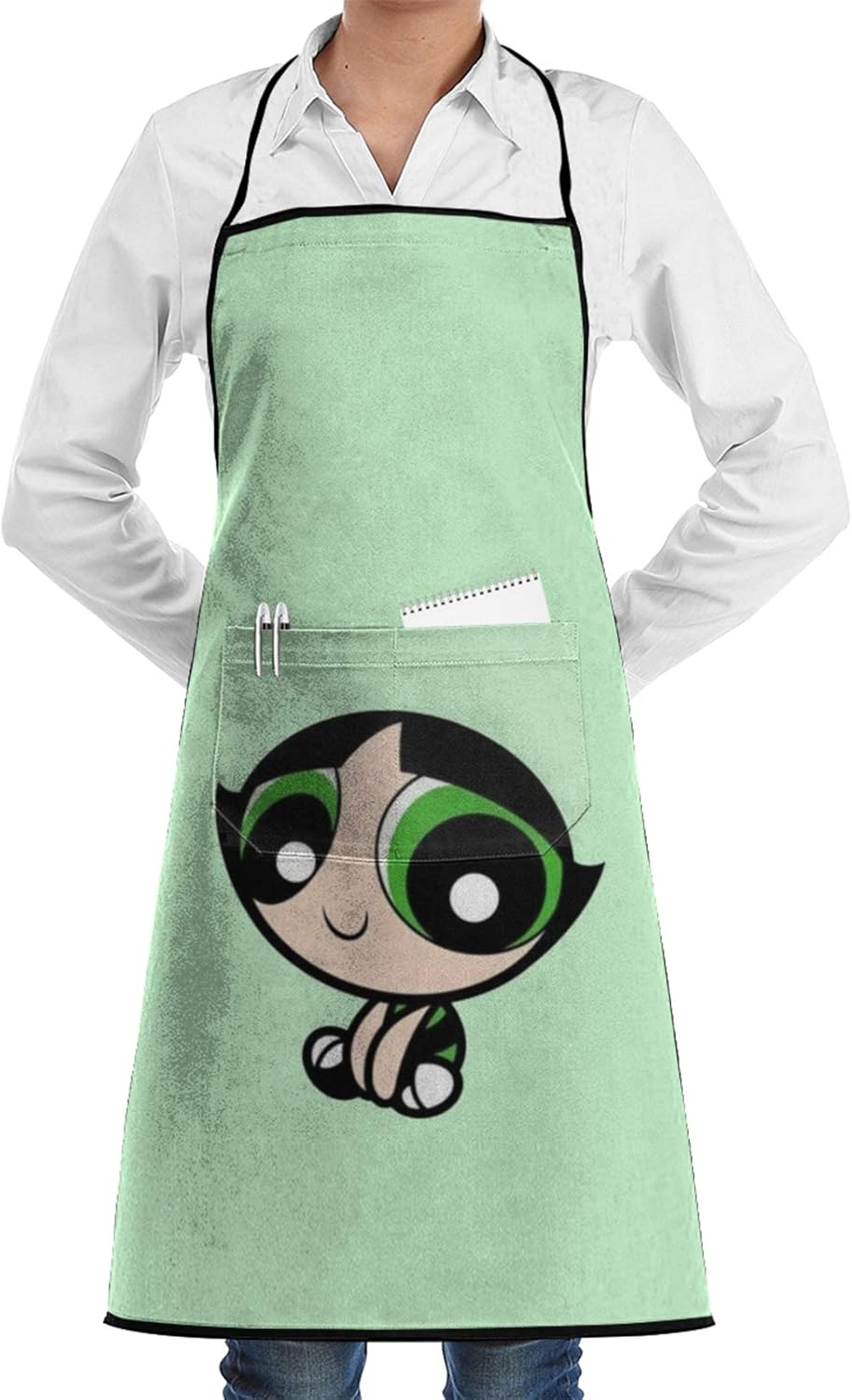 Amazon パワーパフガールズの緑の壁紙 エプロン おしゃれ かわいい ホコリが付きにくい 仕事用 家庭用 作業用 男女兼用 エプロン オンライン通販