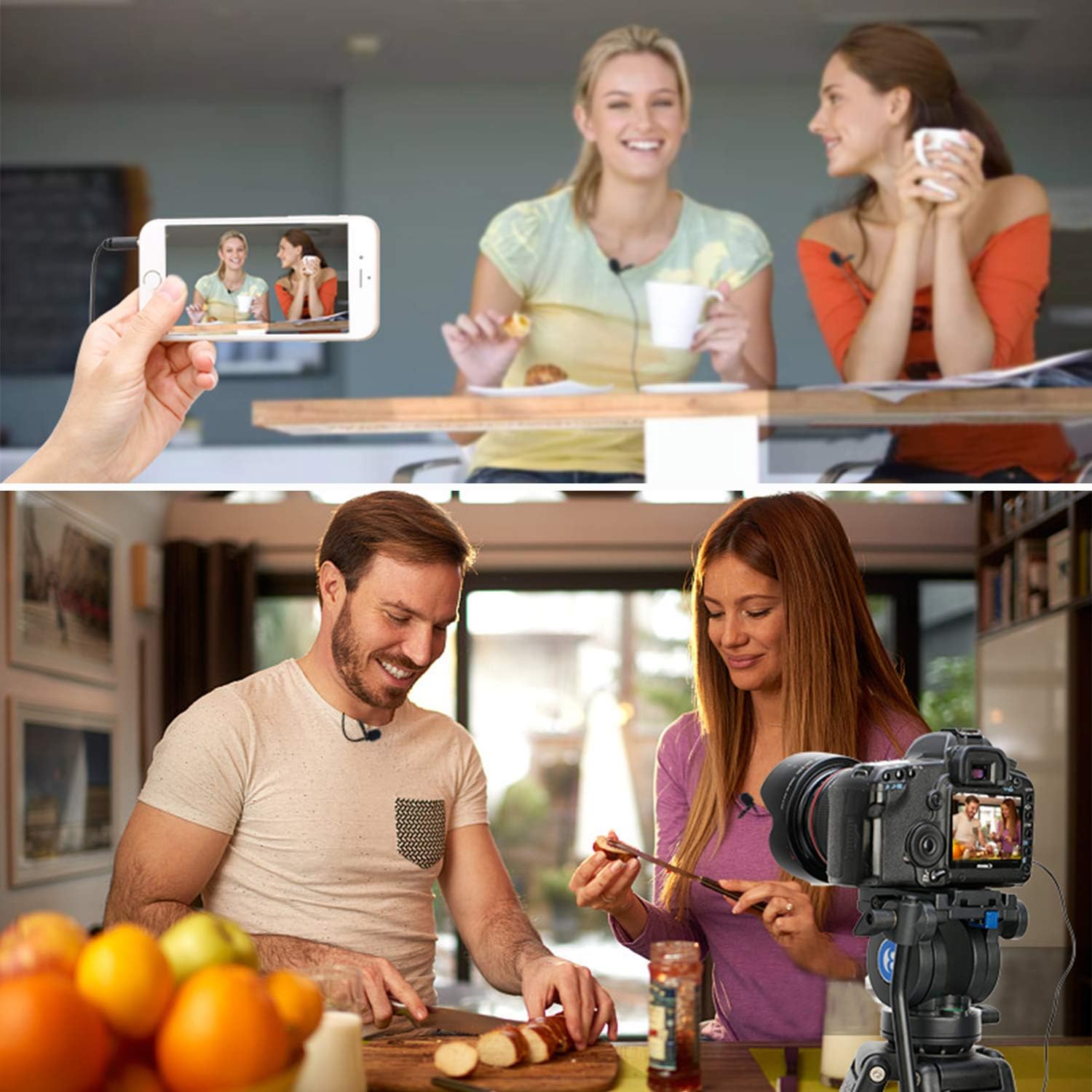 Dual-Head Lavalier Microphone for Smartphone PC Camera, 157''/4m BOYA Lapel Universal Mic with 1/8 Plug Adapter for iPhone X 8 7 Samsung Canon Nikon DSLR Camcorders Audio Recorder Vlog Poscast: Home Audio & Theater