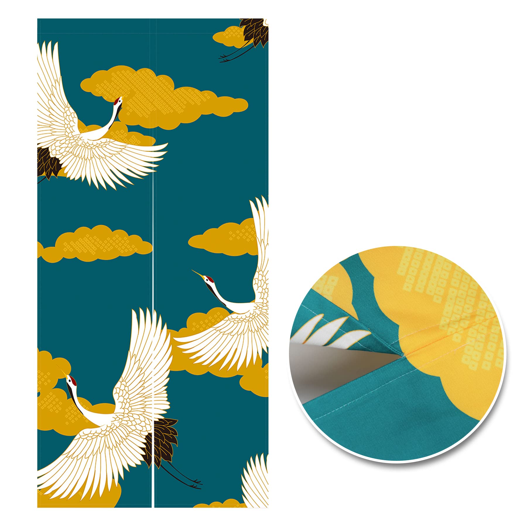 LIGICKY Noren Japanese Style Doorway Curtain Cranes Printed Window Treatment Door Tapestry for Home Sushi Kitchen Sushi Resturant Decoration 85 x 180 cm (Double Sided)