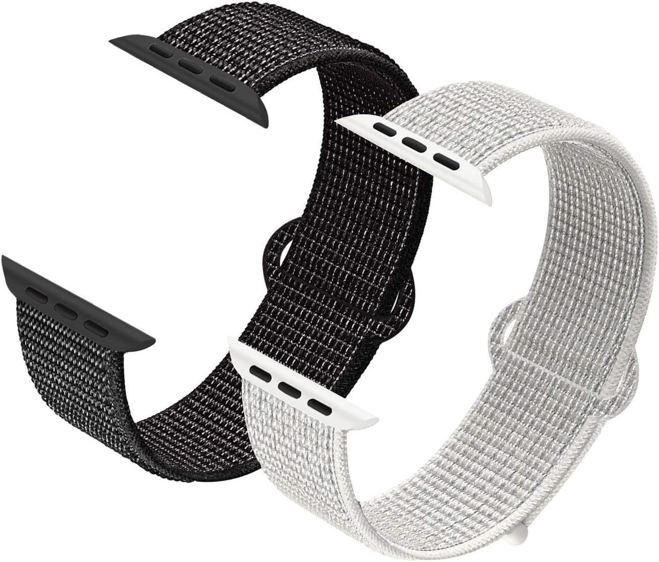 RUOQINI 2 Pack Nylon Strap Compatible with Apple Watch Band 38mm 40mm 42mm 44mm,Replacement Bands for iWatch Series 5/4/3/2/1