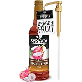 Syruvia Dragon Fruit Syrup, Flavored Syrup for Drinks, Lemonades, Iced Teas, and Desserts &ndash; 25.4 fl oz - with Pump