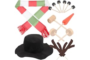 BESPORTBLE Christmas Snowman Hat and Scarf DIY Kit, 15pcs Red White Green Accessories Set for Festive Snowman