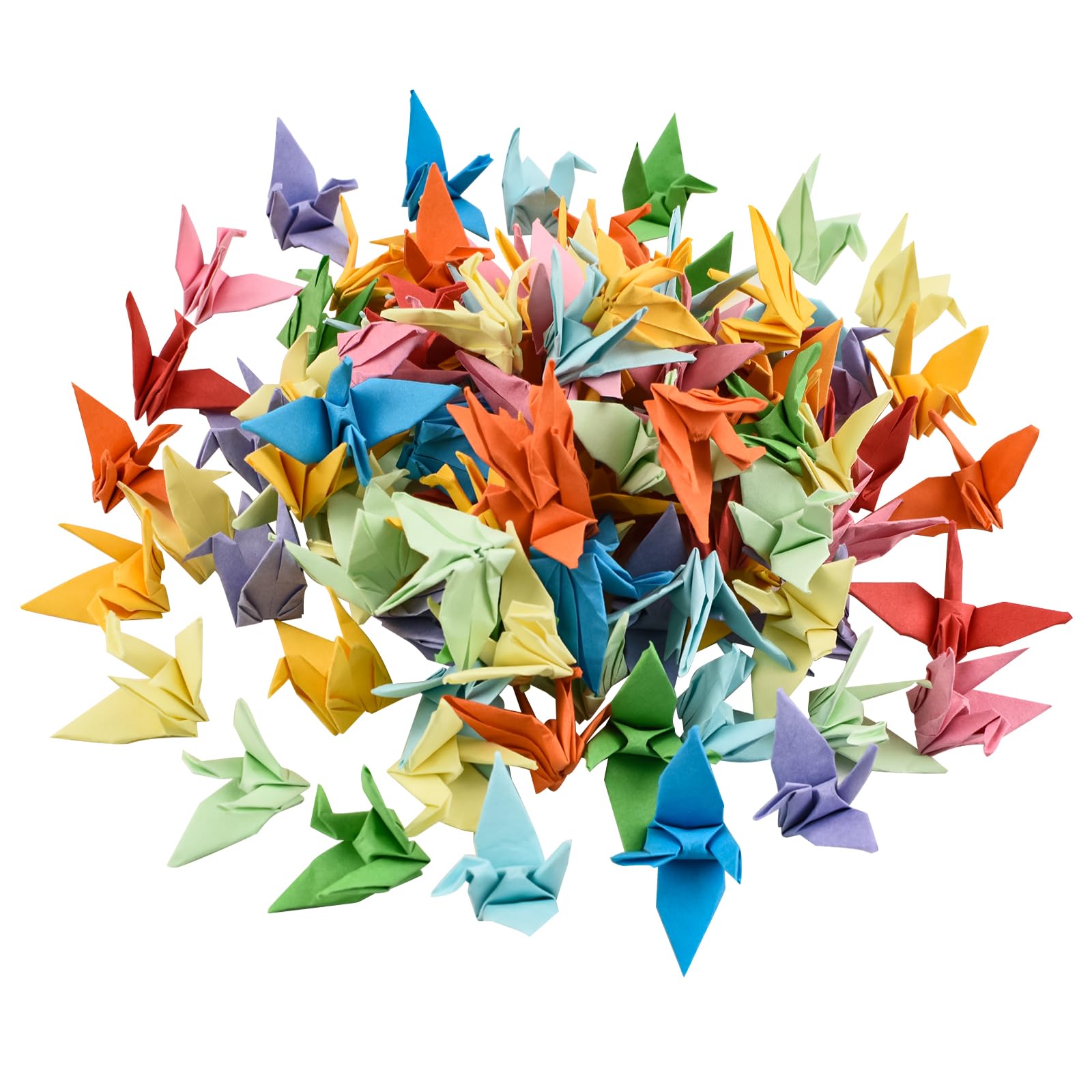 WANDIC Origami Paper Cranes, 100 Pieces Handmade Folded Origami Paper Crane String Garland for Wedding Party Backdrop Home Decoration, Mixed color