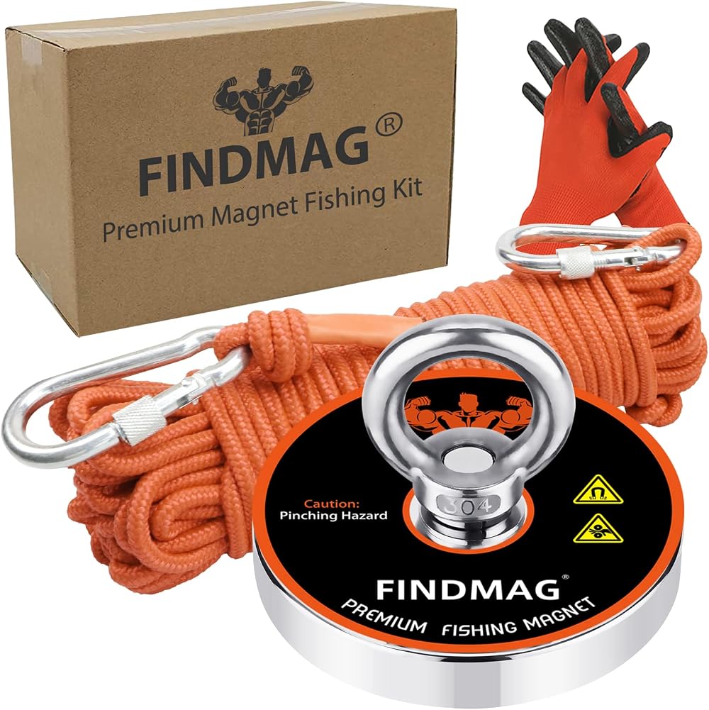 FINDMAG Magnetic Fishing Magnet 600 LBS 75 mm Neodymium Lift with Rope