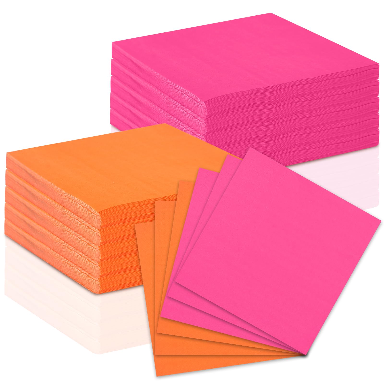 Photo 1 of 120 Pcs Pink And Orange Paper Napkins 5”x5” Cocktail Napkins Beverage Napkins Pink Luncheon Napkins Disposable Colors Paper Napkins For Tequila Sunrise Bachelorette Party Birthday Baby Shower