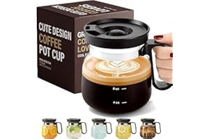 Bohodiy Coffee Pot Mug with Lid,16 Oz Glass Mini Coffee Cup | Spill Proof Heatproof Large Capacity Clear Travel Mug & Novelty
