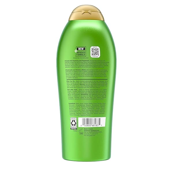 OGX CLARIFYING STRENGTH + ROSEMARY MINT SHAMPOO, CLARIFYING SHAMPOO VISIBLY HELPS REMOVE OIL & RESIDUE TO CLEAR AWAY BUILDUP FROM OILY HAIR, SULFATE-FREE SURFACTANTS, 25.4 FL. OZ