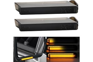2Pcs Sequential Amber LED Side Mirror Turn Signal Lights Smoked Compatible with Ford F150 2004-2014 /Raptor 2010-2014 /Expedi