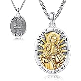 Thanches St Joseph Medal Necklace for Men Women, 925 Sterling Silver Patron Saint Medal Necklace Catholic Protection Pendant Amulet Religious Jewelry Gifts