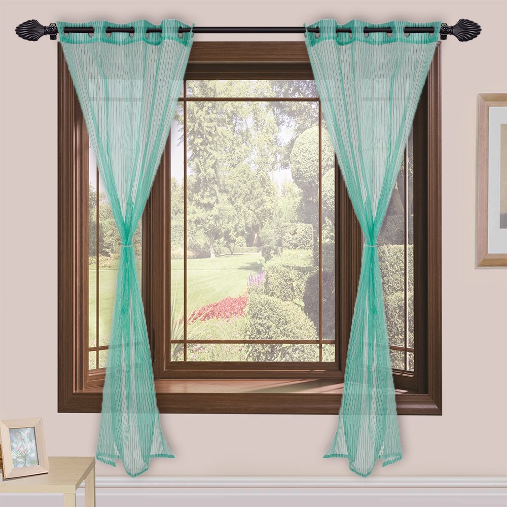 Buy Homefab India 2 Piece Sheer Strips Door Curtain 7 Ft Aqua