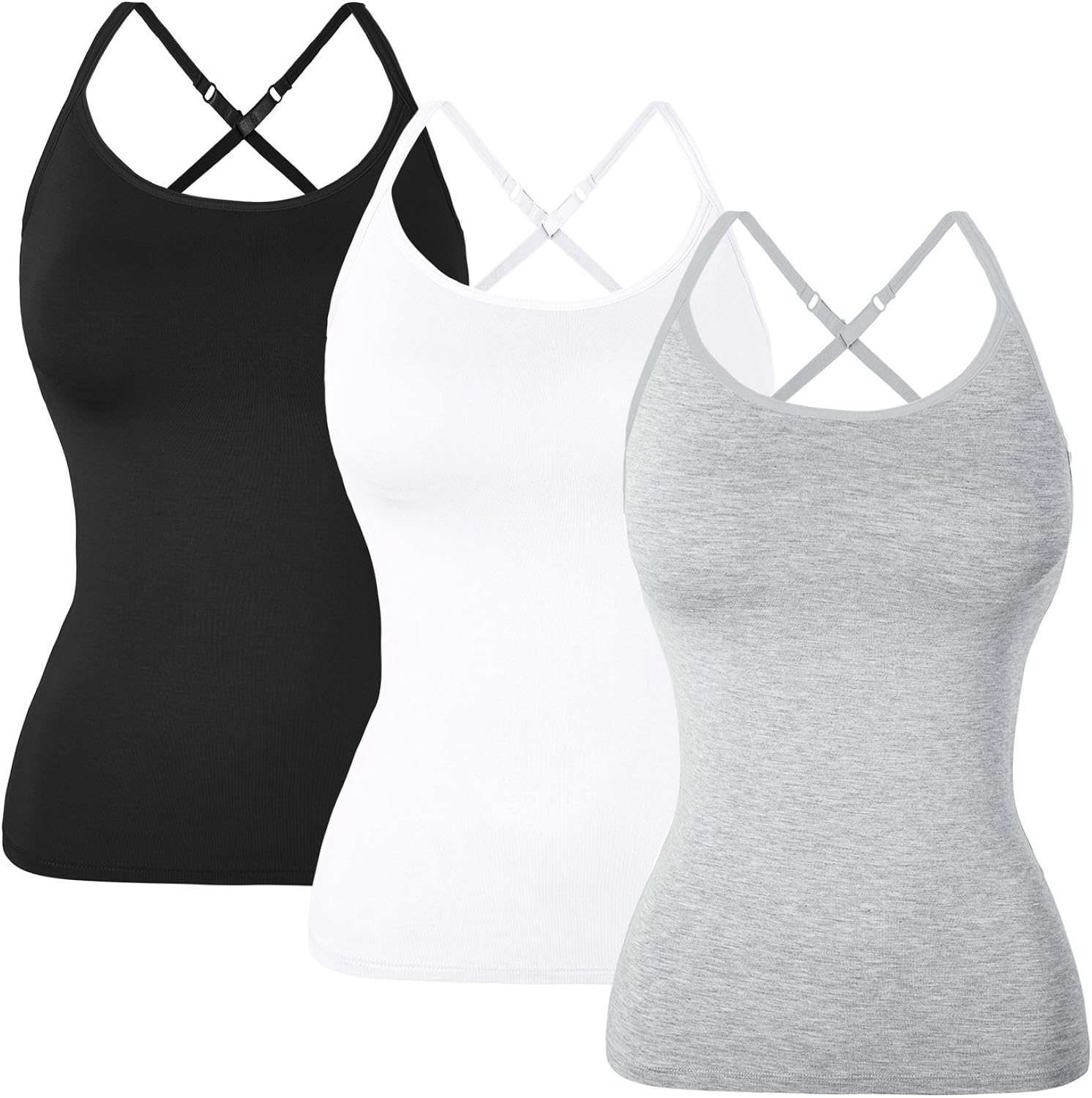 DYLH Women Comfy Cami Builtin Shelf Bra Knitted Tank Top Stretch 1/3