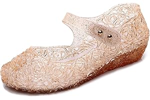 OMGard Jelly Shoes for Girls, Snow Queen Princess Birthday Sandals for Little Girls, Blue Toddler Glitter Sandals Size 9, Frozen Inspired Party Cosplay Costumes Dress Flats