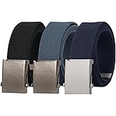 JASGOOD 3 Pack Unisex-Adult Military Web Belt Canvas Web Belt for Men Adjustable Cloth Fabric Belt with Metal Buckle