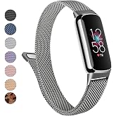 Metal Band for Fitbit Luxe Bands Women Men, Stainless Steel Mesh Loop Adjustable Magnetic Wristband Replacement Strap Compatible with Fitbit Luxe Fitness and Wellness Tracker