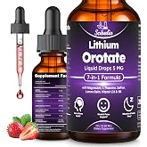 Lithium Orotate Liquid Drops 5mg, 7-in-1 Potency Lithium Supplements | Trace Mineral Lithium-Orotate Formula , Cognitive Mood Memory &amp; Brain Health, High Bioavailability, Vegan, Non-GMO